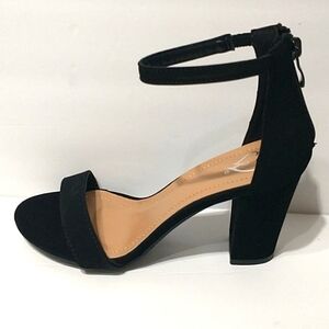 Ankle strap black sandals heels